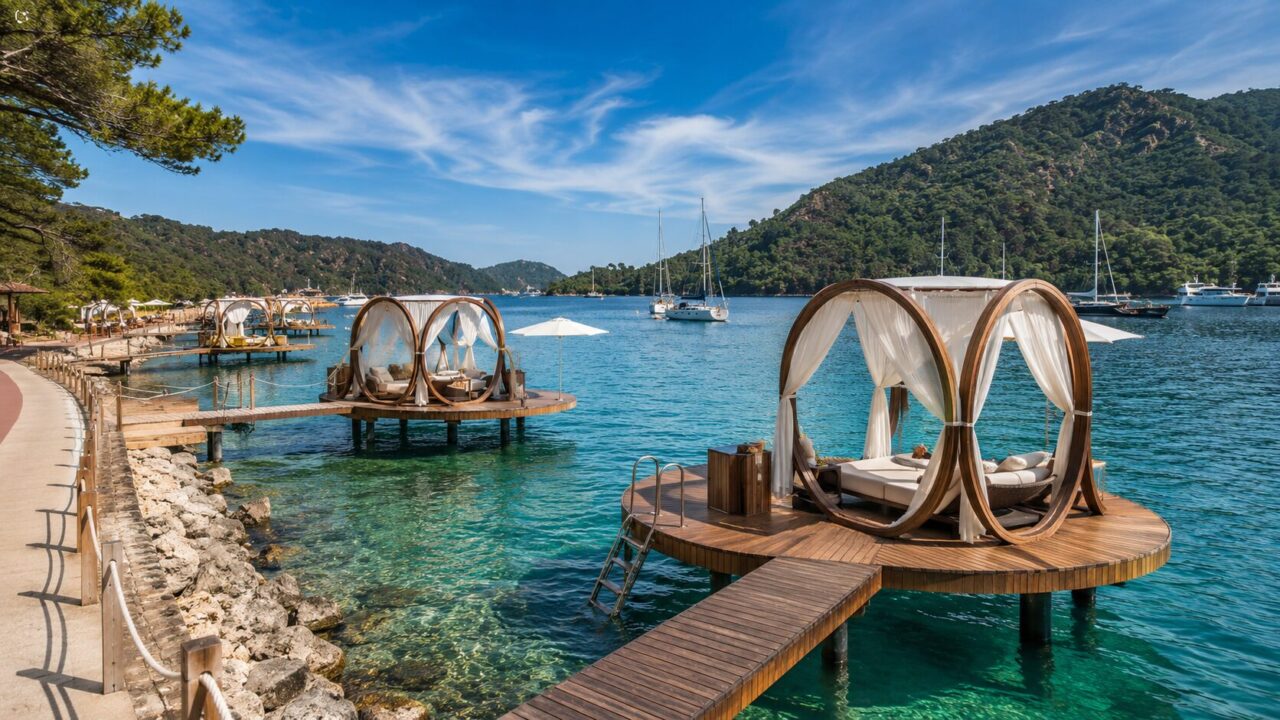 Круглые кабаны для отдыха над морем в Rixos Premium Göcek